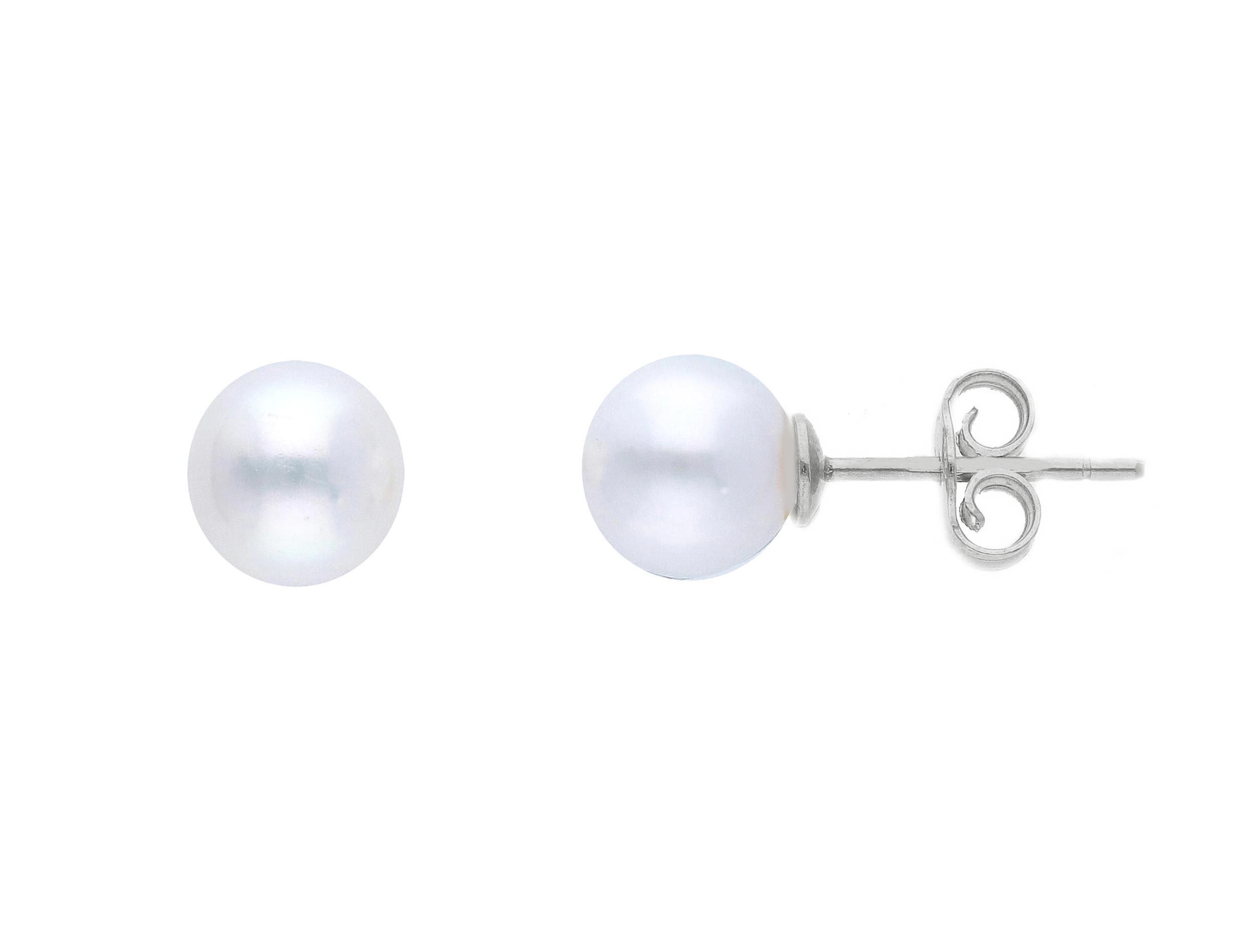 White gold earrings 9k with pearls Ø 7.5-8 mm (code S173628)